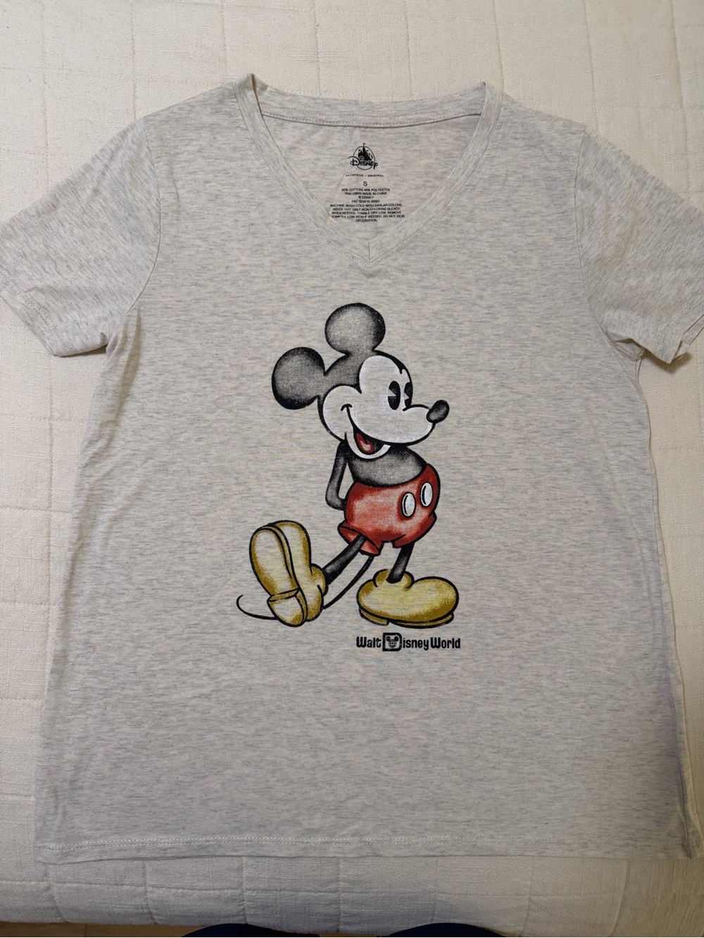 Mickey Mouse Heather Gray V-Neck Tee